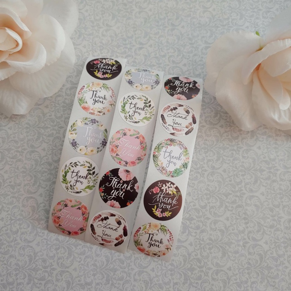 20 Count Floral Thank You Stickers